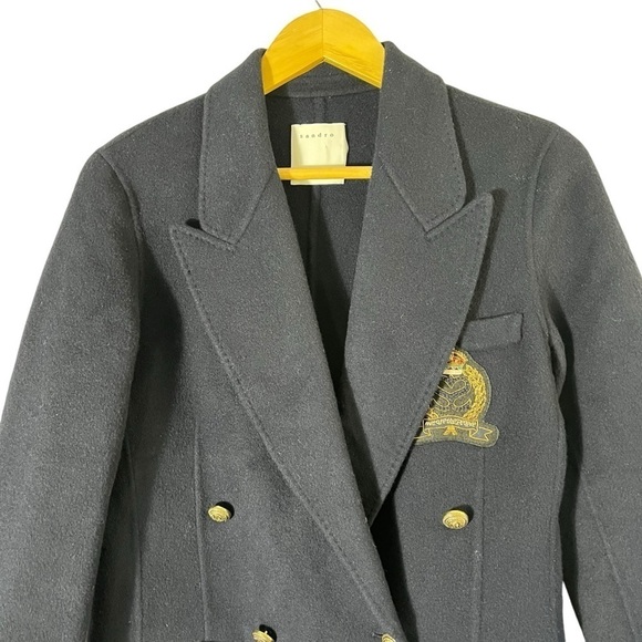 SANDRO PARIS Navie Double-Faced Chest Patch Wool Blazer - Picture 5 of 13